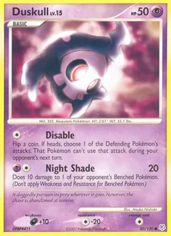 Duskull 80/130, carta de Pokémon de Diamante & Perla