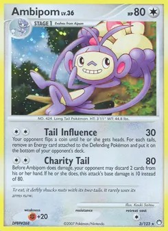 Ambipom 3/123, carta de Pokémon de Tesoros Misteriosos