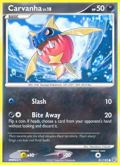 Carvanha 81/132, carta de Pokémon de Maravillas Secretas