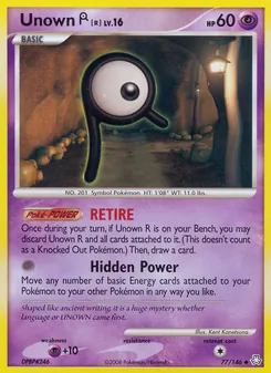 Unown R 77/146, carta de Pokémon de Despertar de las Leyendas