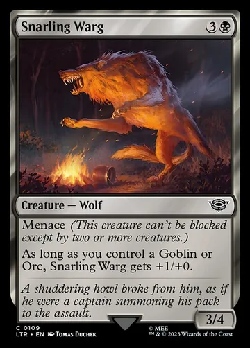 Snarling Warg 109, carta de Magic: The Gathering de The Lord of the Rings: Tales of Middle-earth