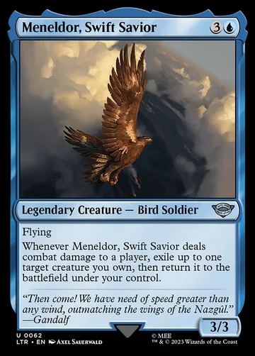 Meneldor, Swift Savior 62, carta de Magic: The Gathering de The Lord of the Rings: Tales of Middle-earth