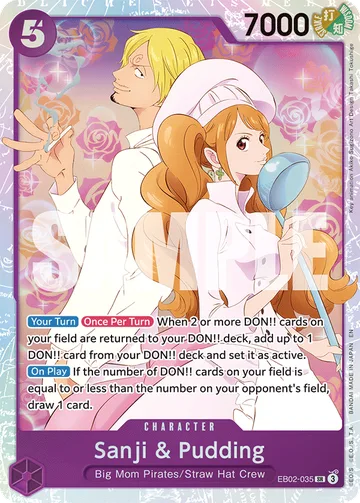 Sanji &amp; Pudding EB02-035, carta de One Piece de Anime 25th Collection