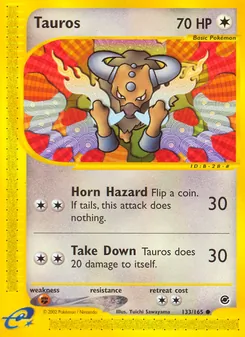 Tauros 133/165, carta de Pokémon de Expedition Base Set