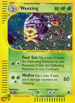 Weezing 32/165, carta de Pokémon de Expedition Base Set