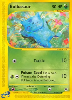 Bulbasaur 94/165, carta de Pokémon de Expedition Base Set