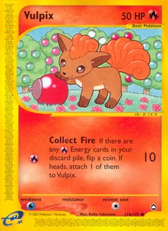 Vulpix 116/147, carta de Pokémon de Aquapolis