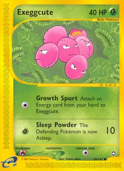 Exeggcute 76/147, carta de Pokémon de Aquapolis