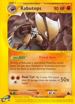Kabutops 14/144, carta de Pokémon de Skyridge