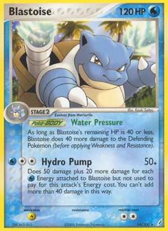 Blastoise 14/100, carta de Pokémon de Crystal Guardians