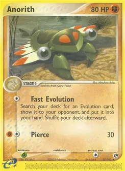 Anorith 27/100, carta de Pokémon de Sandstorm