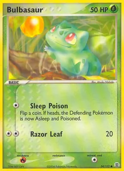Bulbasaur 54/112, carta de Pokémon de FireRed & LeafGreen