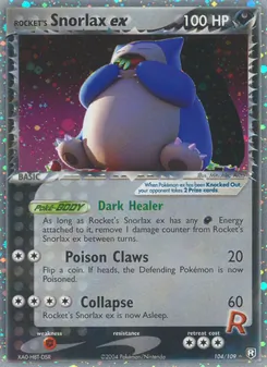 Rocket's Snorlax ex 104/109, carta de Pokémon de Team Rocket Returns