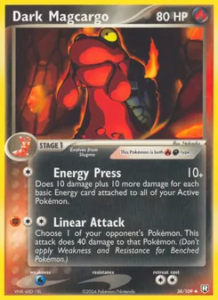 Dark Magcargo 38/109, carta de Pokémon de Team Rocket Returns