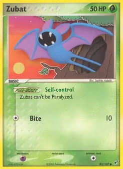 Zubat 83/107, carta de Pokémon de Deoxys