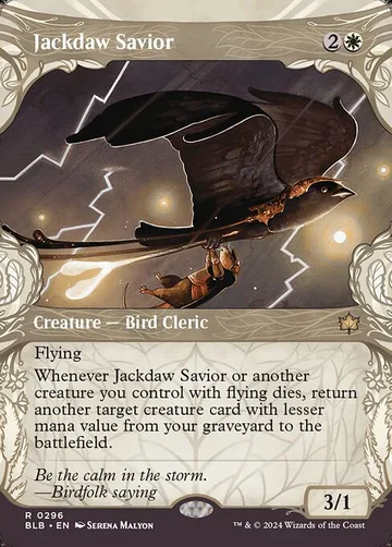 Jackdaw Savior 296, carta de Magic: The Gathering de Bloomburrow