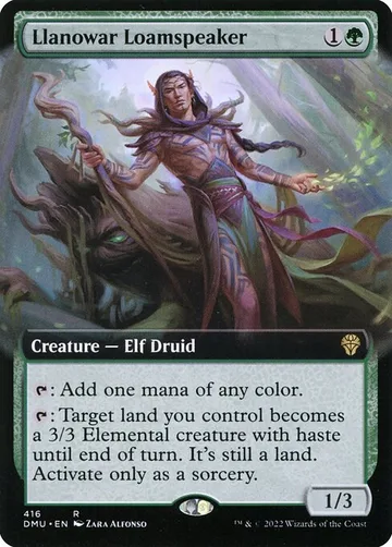 Llanowar Loamspeaker 416, carta de Magic: The Gathering de Dominaria United