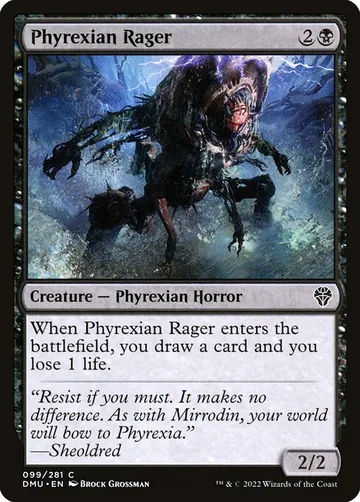 Phyrexian Rager 99, carta de Magic: The Gathering de Dominaria United