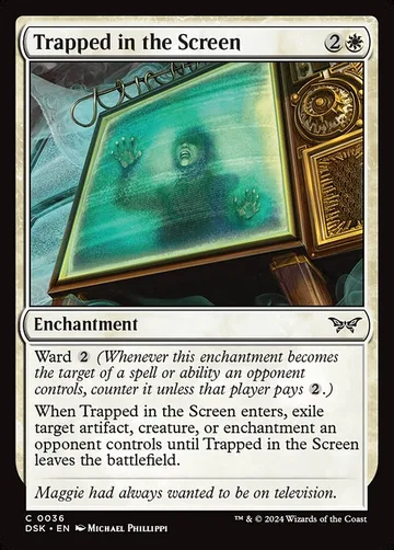 Trapped in the Screen 36, carta de Magic: The Gathering de Duskmourn: House of Horror