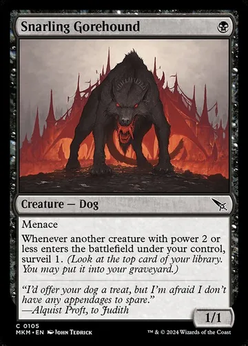 Snarling Gorehound 105, carta de Magic: The Gathering de Murders at Karlov Manor