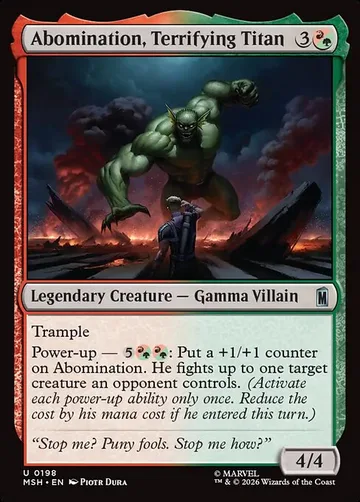 Abomination, Terrifying Titan 198, carta de Magic: The Gathering de Marvel Super Heroes