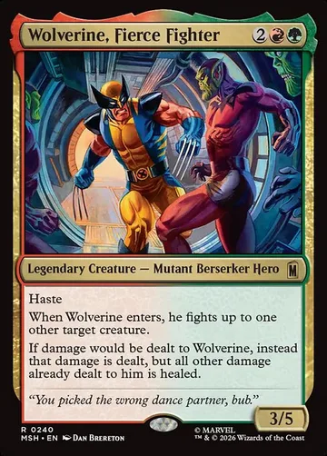 Wolverine, Fierce Fighter 240, carta de Magic: The Gathering de Marvel Super Heroes