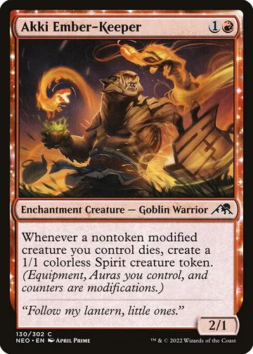 Akki Ember-Keeper 130, carta de Magic: The Gathering de Kamigawa: Neon Dynasty
