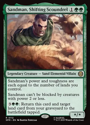 Sandman, Shifting Scoundrel 112, carta de Magic: The Gathering de Marvel's Spider-Man