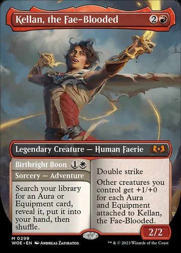 Kellan, the Fae-Blooded // Birthright Boon 298, carta de Magic: The Gathering de Wilds of Eldraine