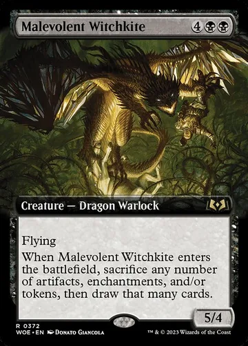 Malevolent Witchkite 372, carta de Magic: The Gathering de Wilds of Eldraine