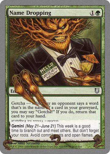 Name Dropping 105, carta de Magic: The Gathering de Unhinged