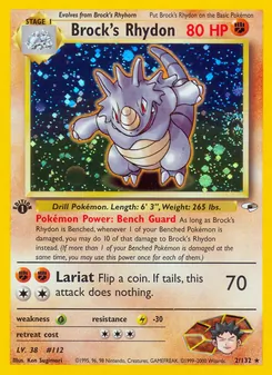 Brock's Rhydon 2/132, carta de Pokémon de Gym Heroes