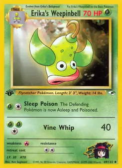 Erika's Weepinbell 49/132, carta de Pokémon de Gym Heroes
