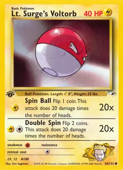 Lt. Surge's Voltorb 84/132, carta de Pokémon de Gym Heroes