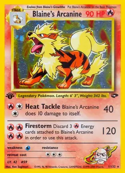 Blaine's Arcanine 1/132, carta de Pokémon de Gym Challenge