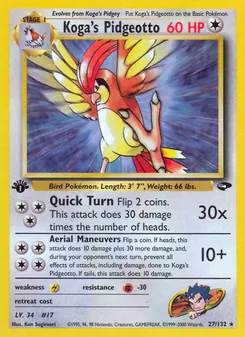 Koga's Pidgeotto 27/132, carta de Pokémon de Gym Challenge