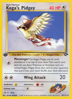 Koga's Pidgey 49/132, carta de Pokémon de Gym Challenge