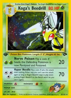 Koga's Beedrill 9/132, carta de Pokémon de Gym Challenge