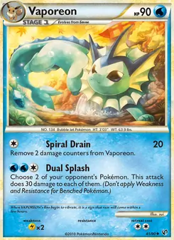 Vaporeon 41/90, carta de Pokémon de Undaunted