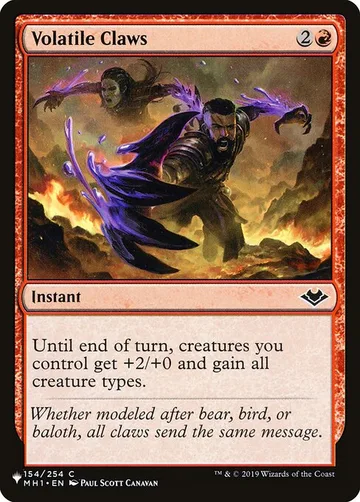 Volatile Claws MH1-154, carta de Magic: The Gathering de The List
