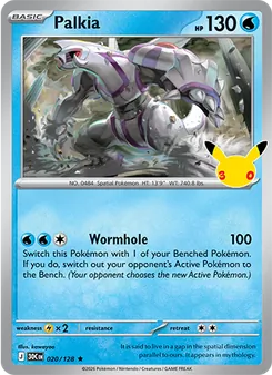 Palkia 020/128, carta de Pokémon de Celebración 30.º Aniversario