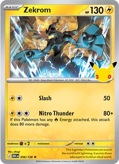 Zekrom 056/128, carta de Pokémon de Celebración 30.º Aniversario