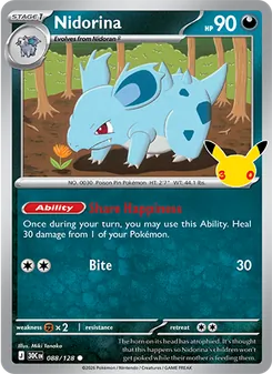 Nidorina 088/128, carta de Pokémon de Celebración 30.º Aniversario