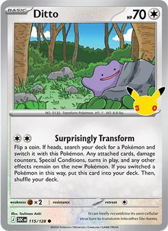 Ditto 115/128, carta de Pokémon de Celebración 30.º Aniversario