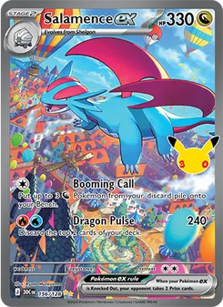 Salamence ex 156/128, carta de Pokémon de Celebración 30.º Aniversario