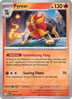 Pyroar 024/132, carta de Pokémon de Megaevolución
