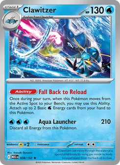Clawitzer 038/132, carta de Pokémon de Megaevolución
