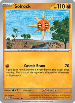 Solrock 075/132, carta de Pokémon de Megaevolución