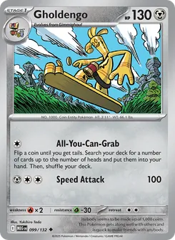 Gholdengo 099/132, carta de Pokémon de Megaevolución