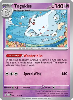 Togekiss 082/217, carta de Pokémon de Héroes Ascendentes